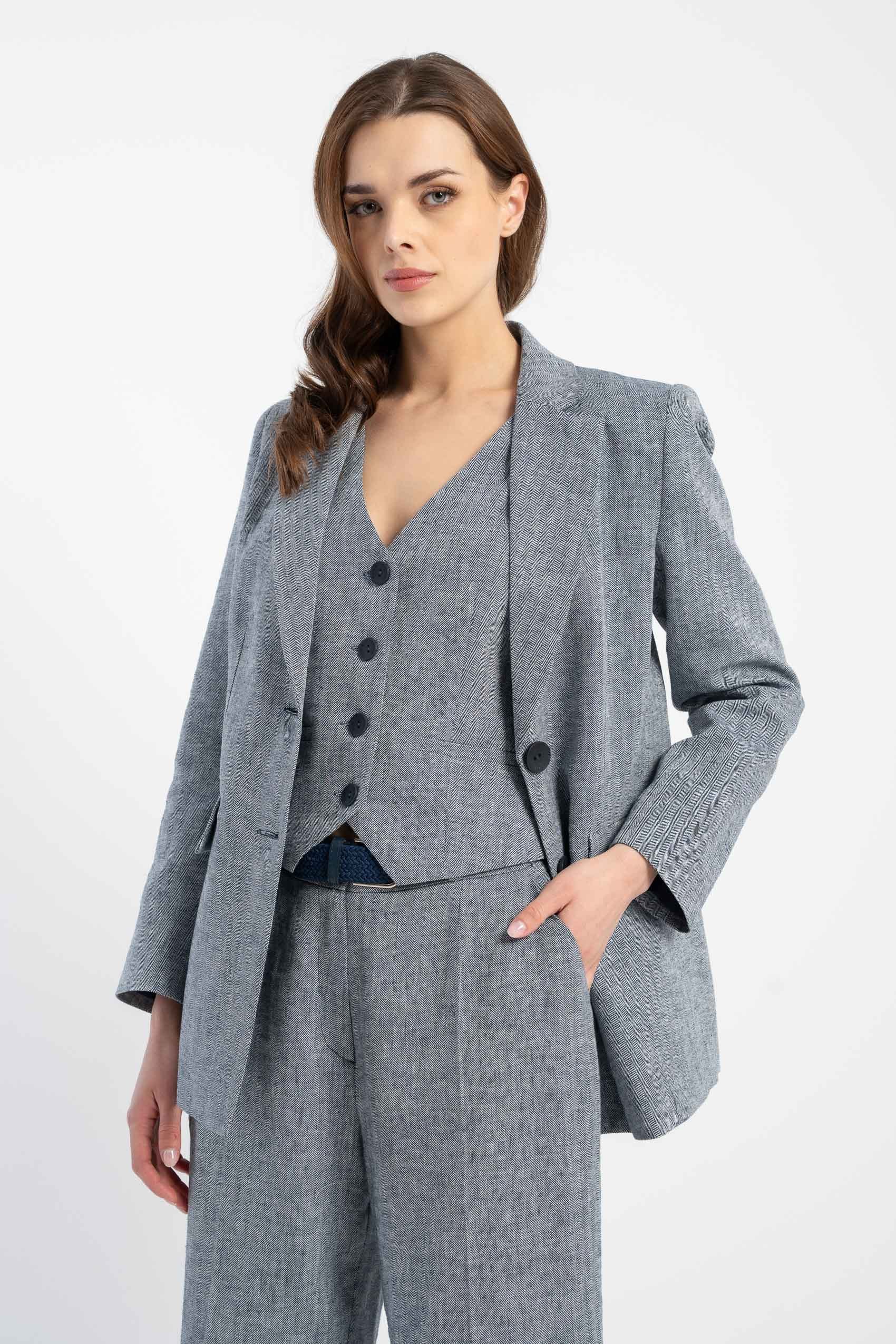 Marynarka Alka Zigzag Navy SS 25