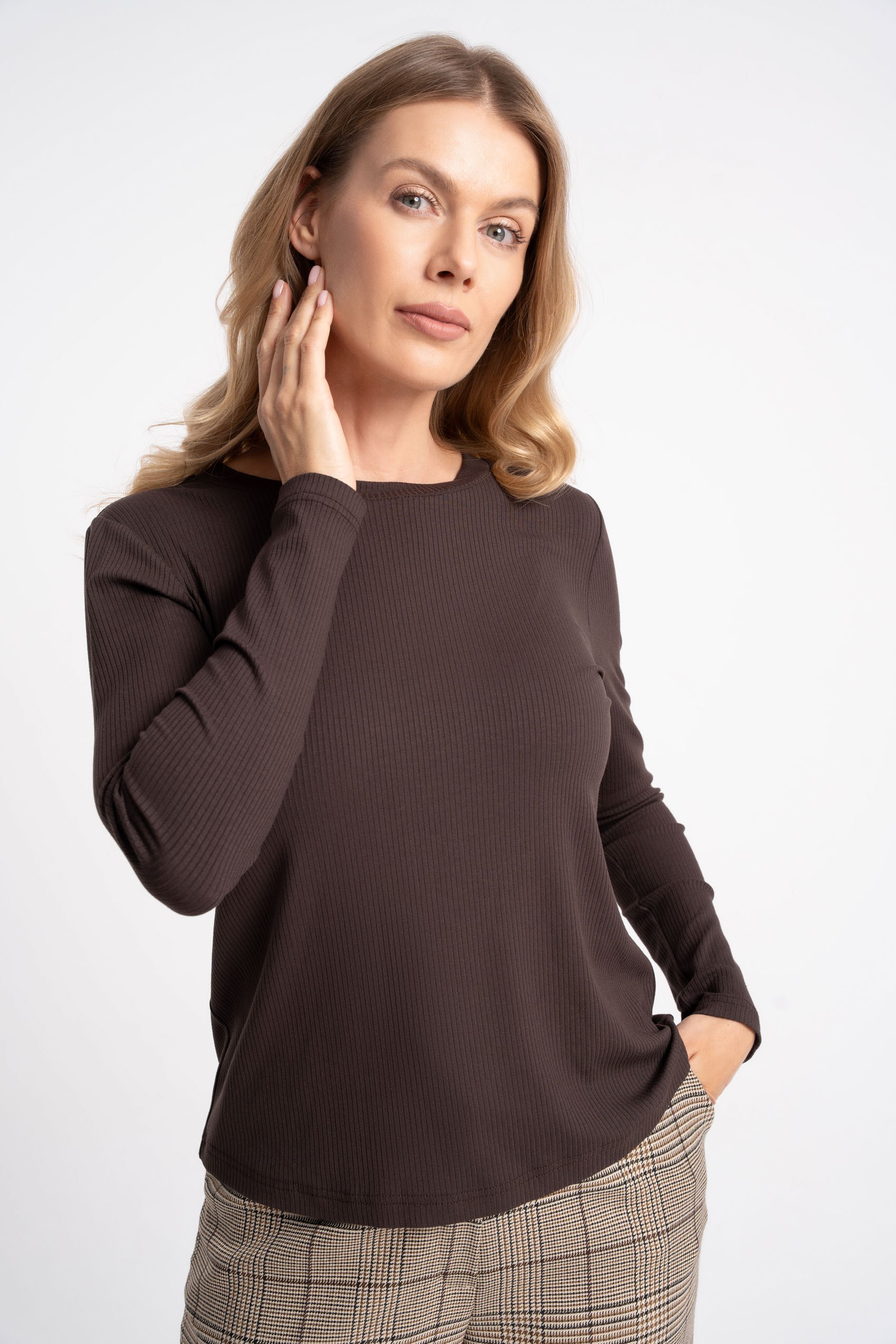 Bluzka Gaba Ribbed Brown AW26