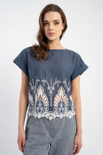 Bluzka Oliwia Navy Ornaments SS 25