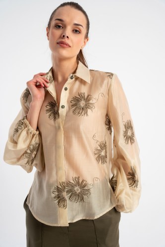 Bluzka Mariola Khaki Flowers SS26