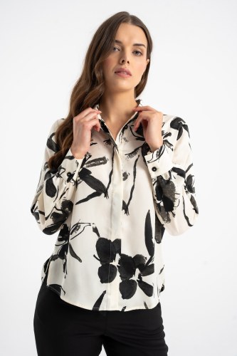 Bluzka Vera Black&White Flowers AW26