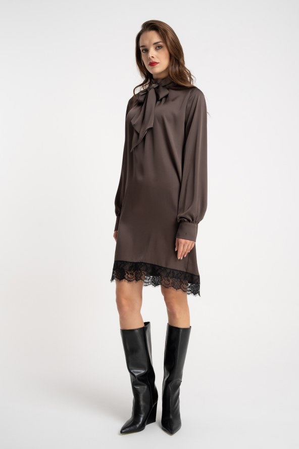 Sukienka Hester Satin Brown AW25