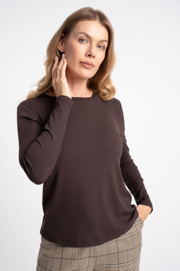 Bluzka Gaba Ribbed Brown AW26