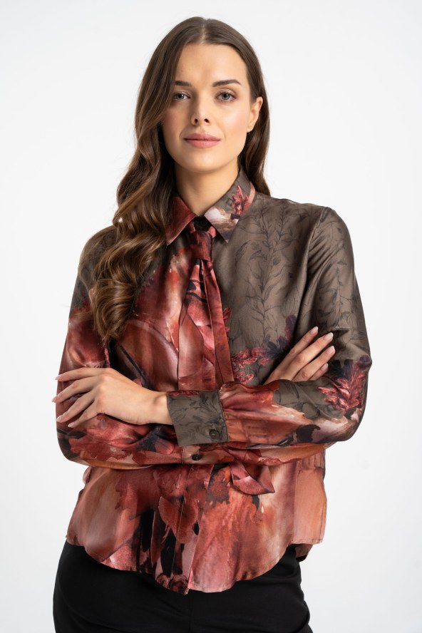 Bluzka Vera Khaki Flowers AW26
